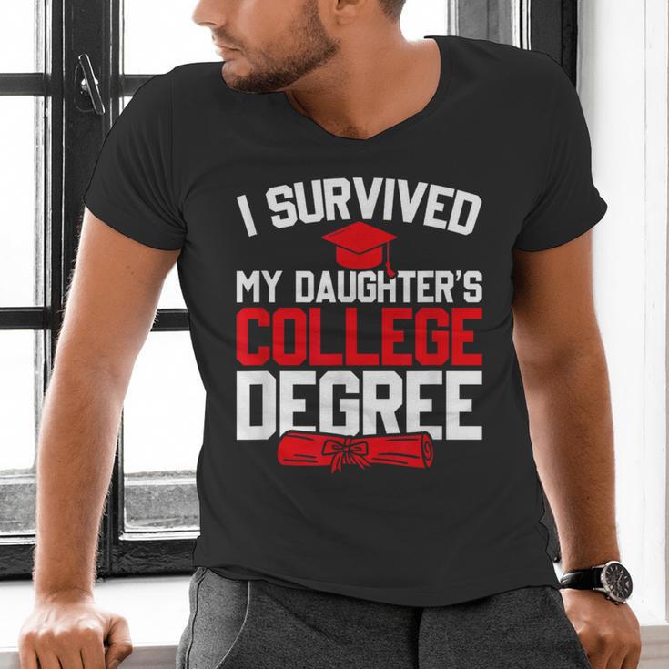 I Survived My Daughter's College Degree College Graduation Men's V-Neck T-Shirt