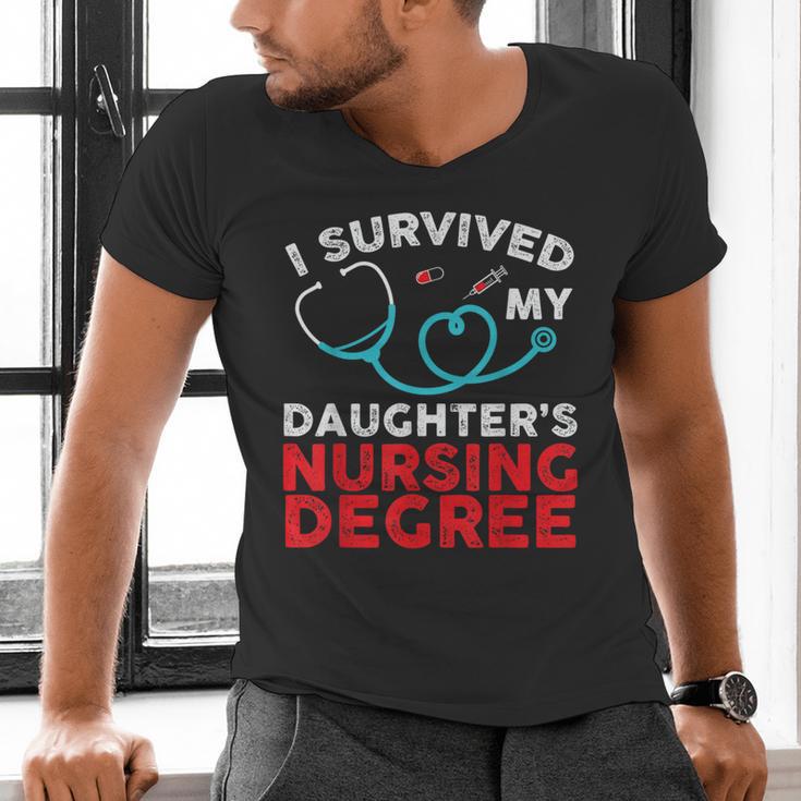 I Survived My Daughter's Nurse Degree School Graduation Men's V-Neck T-Shirt