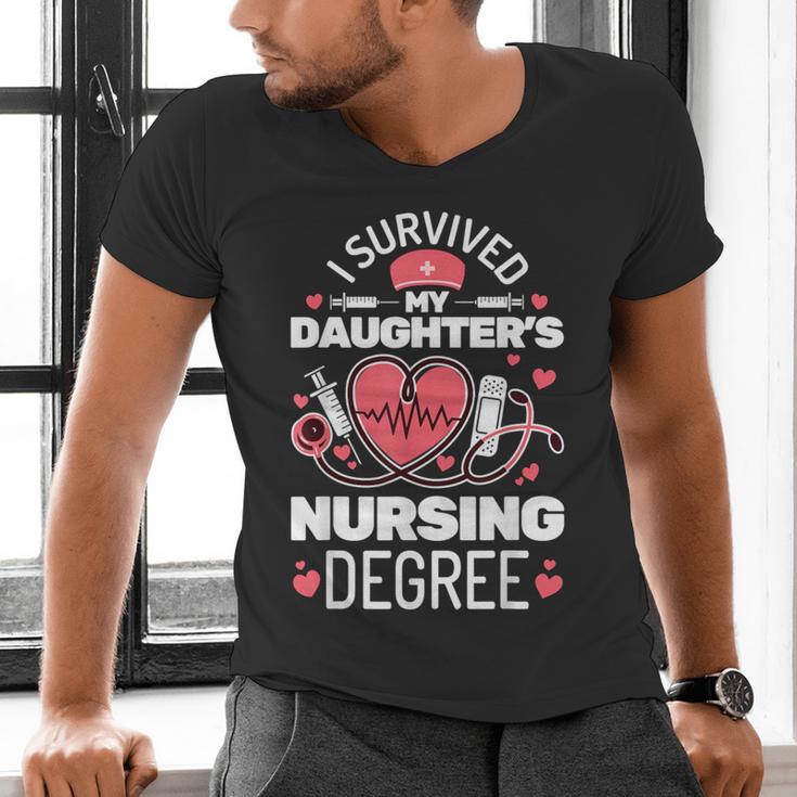 I Survived My Daughter's Nursing Degree School Graduation Men's V-Neck T-Shirt