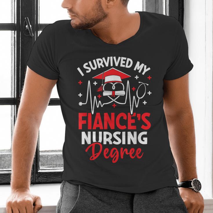 i Survived My Fiance's Nursing Degree Graduation Gifts Men's V-Neck T-Shirt