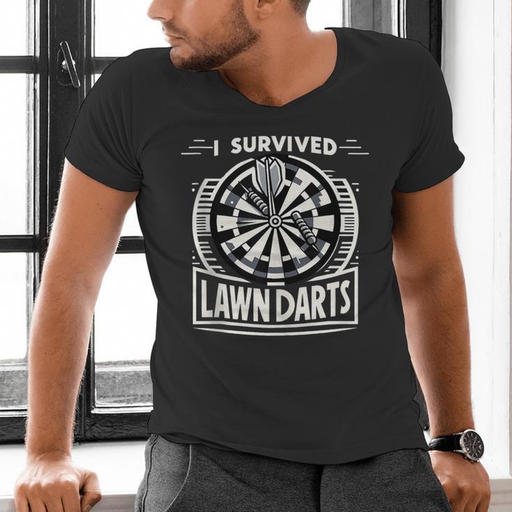 I Survived Lawn Darts Classic Yard Nostalgia Game Fun Men's V-Neck T-Shirt