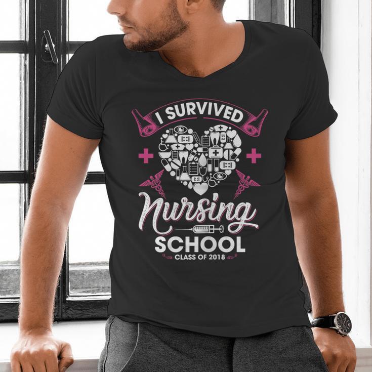 I Survived Nursing School Class Of 2018 Graduation T-Shirt Men's V-Neck T-Shirt