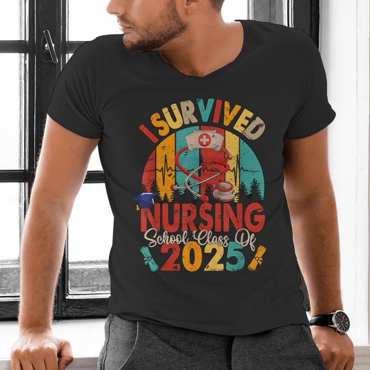I Survived Nursing School Class Of 2025 Proud Graduation Men's V-Neck T-Shirt