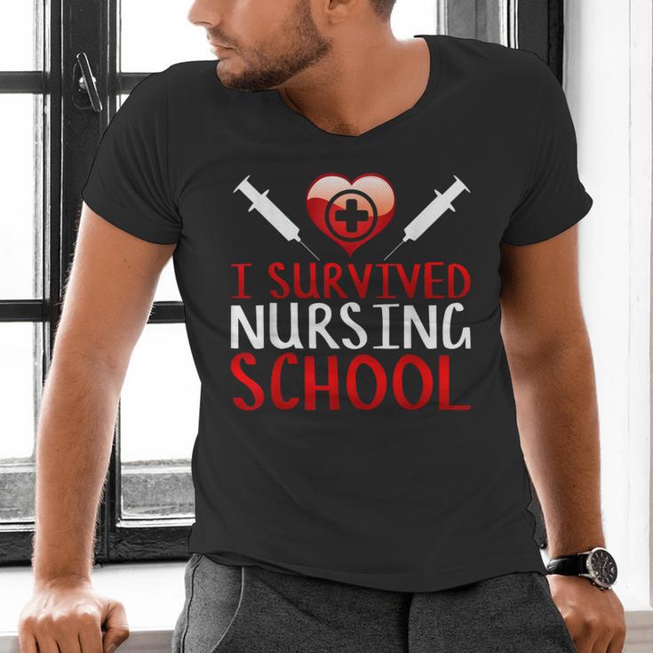 I Survived Nursing School Graduation Cool Men's V-Neck T-Shirt
