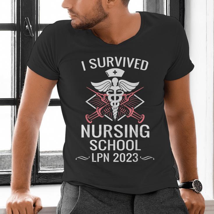 I Survived Nursing School LPN Class Of 2023 Nurse Graduation Men's V-Neck T-Shirt