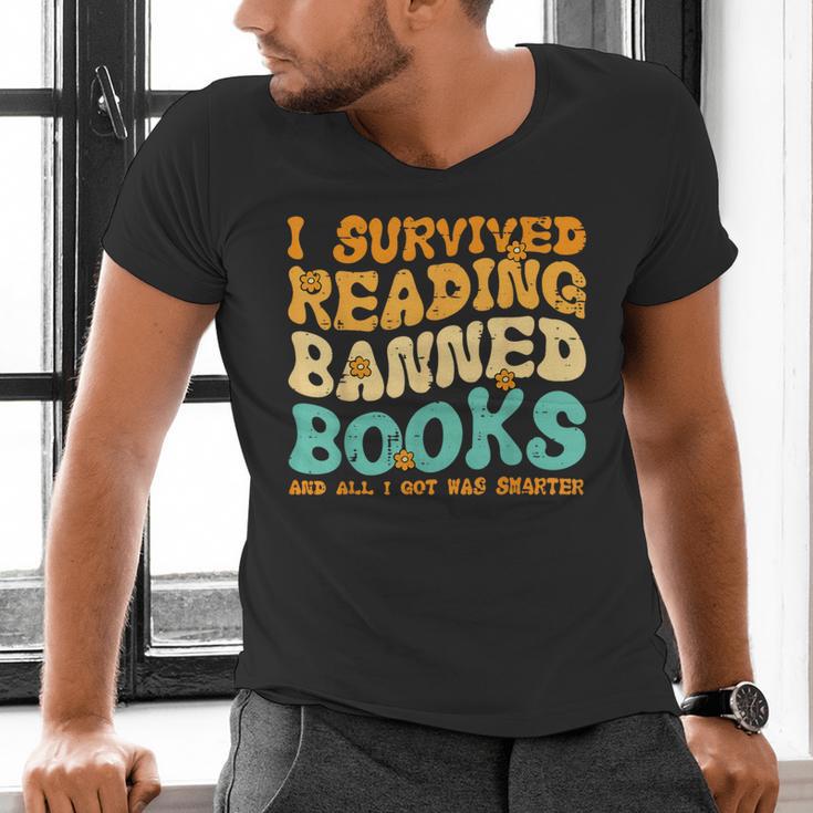 I Survived Reading Banned Books Read Librarian Men Women Men's V-Neck T-Shirt