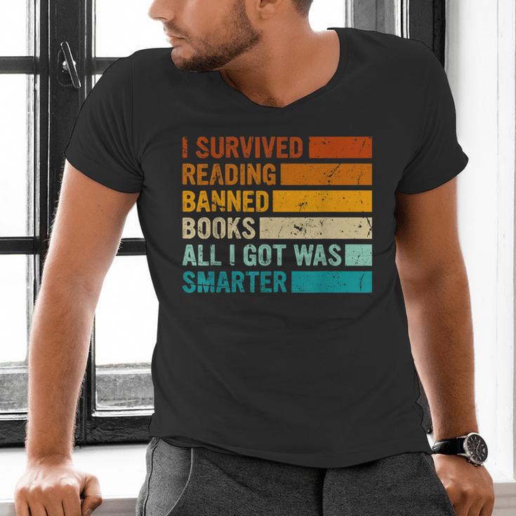 I Survived Reading Banned Books All I Got Was Smarter Men's V-Neck T-Shirt