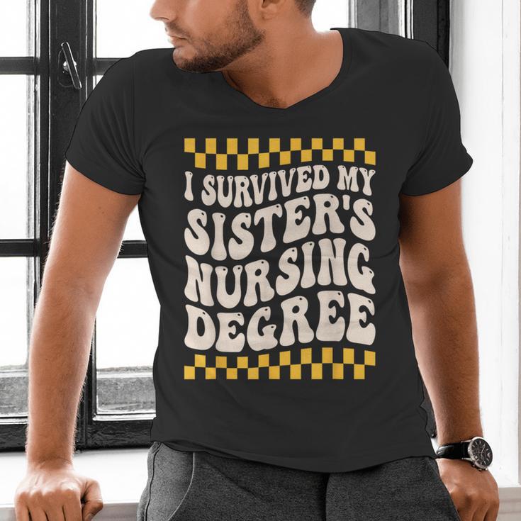 i Survived My Sisters Nursing Degree School Graduation Party Men's V-Neck T-Shirt