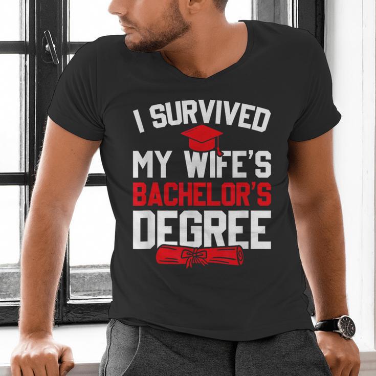 I Survived My Wife's Bachelor's Degree Graduation Men's V-Neck T-Shirt