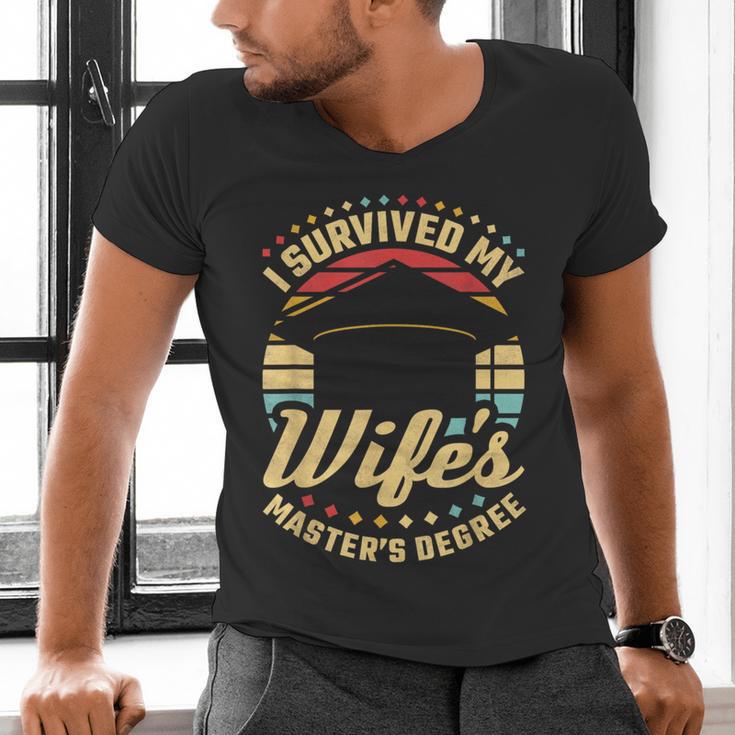 Survived My Wife's Master's Degree College Graduation Men's V-Neck T-Shirt