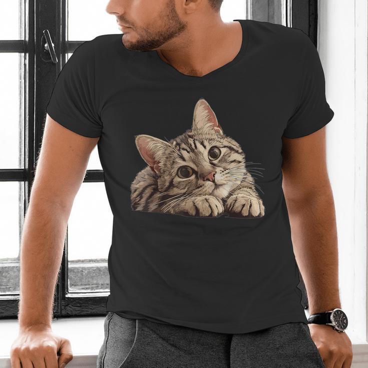 Tabby Cat Mom Dad Pet Shop Tabby Cats Kitten Tabby Cat Men's V-Neck T-Shirt Tabby Cat Mom Dad Pet Shop Tabby Cats Kitten Tabby Cat Men's V-Neck T-Shirt