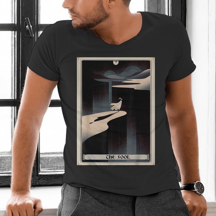 Tarot Cards Guide Book Esoteric Mysticism Clothing The Fool Tarot Card -Adults & Kids Small Short Sleeve Crew Neck Classic Fit Men's V-Neck T-Shirt