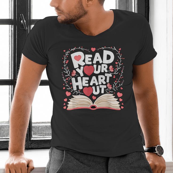 Teach Inspire Grow Everyday Read Your Heart Out Valentine Book-Themed Small Men's V-Neck T-Shirt Teach Inspire Grow Everyday Read Your Heart Out Valentine Book-Themed Small Men's V-Neck T-Shirt