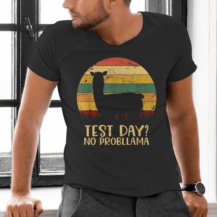 Test Day No Probllama Silhouette Teacher Student Graduation Men's V-Neck T-Shirt