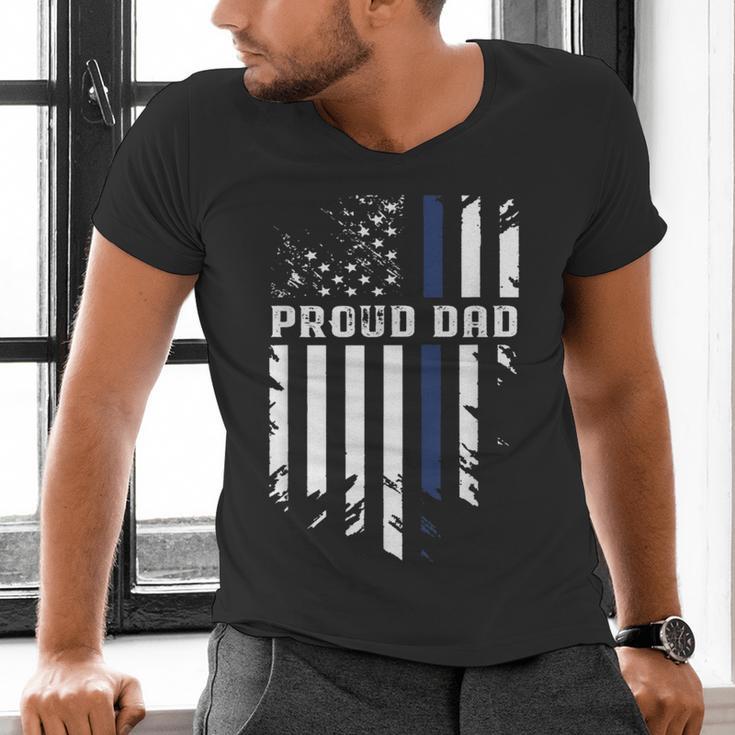 Thin Blue Line Proud Dad Police Family T-Shirt Men's V-Neck T-Shirt