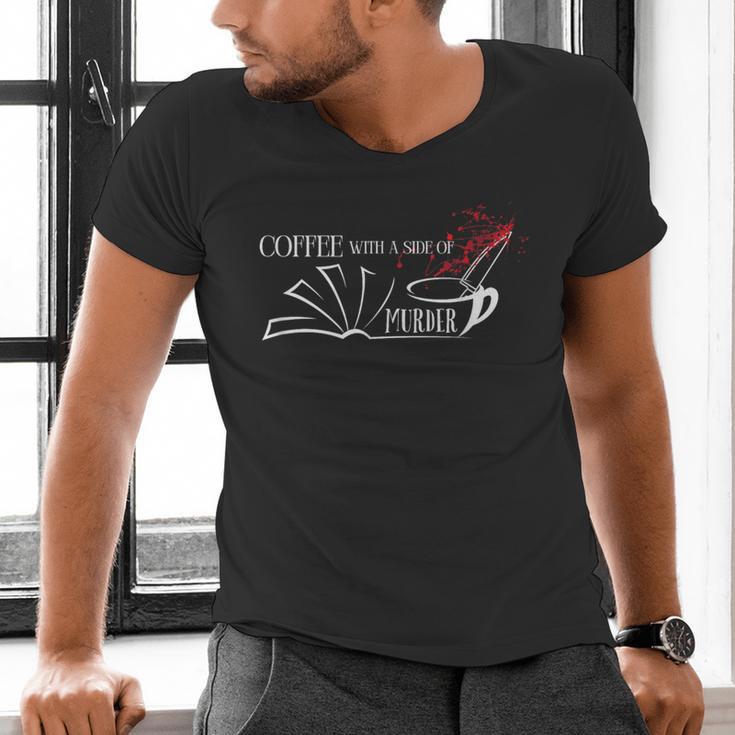 Thriller Book Fan Coffee With A Side Of Murder Men's V-Neck T-Shirt Thriller Book Fan Coffee With A Side Of Murder Men's V-Neck T-Shirt
