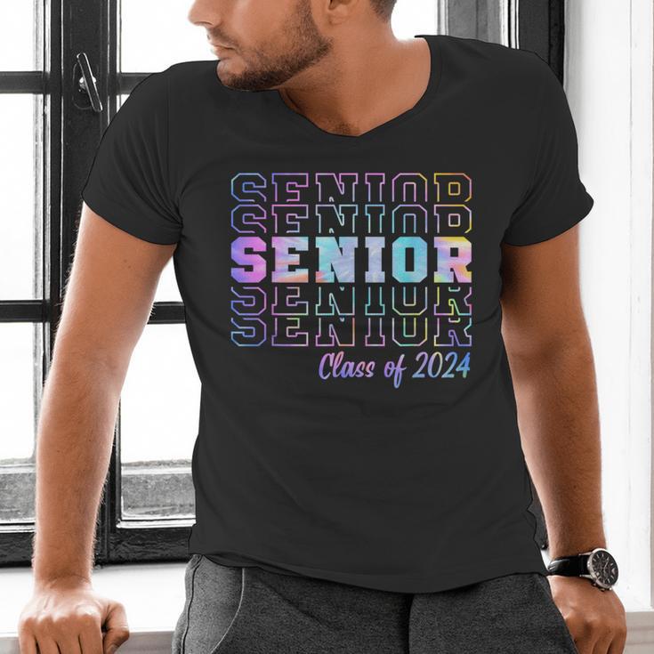 Tie Dye Senior 24 Class Of 2024 Seniors Graduation 24 Men's V-Neck T-Shirt