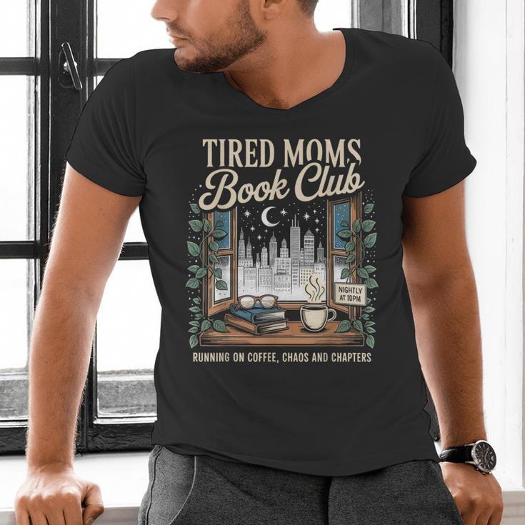 Tired Moms Book Club Coffee Chaos Chapters Book Lover Men's V-Neck T-Shirt Tired Moms Book Club Coffee Chaos Chapters Book Lover Men's V-Neck T-Shirt