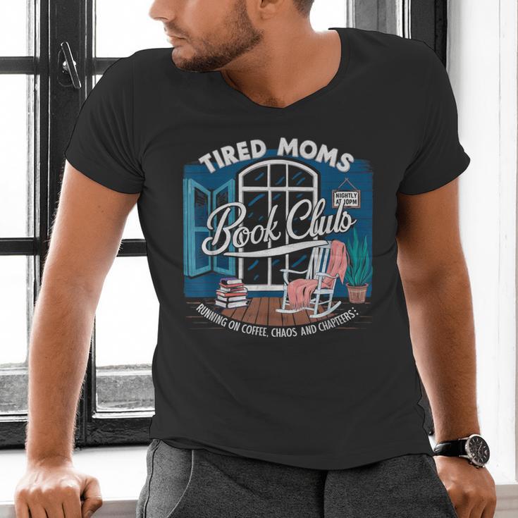 Tired Moms Book Club Coffee Chaos And Chapters Graphic Men's V-Neck T-Shirt Tired Moms Book Club Coffee Chaos And Chapters Graphic Men's V-Neck T-Shirt