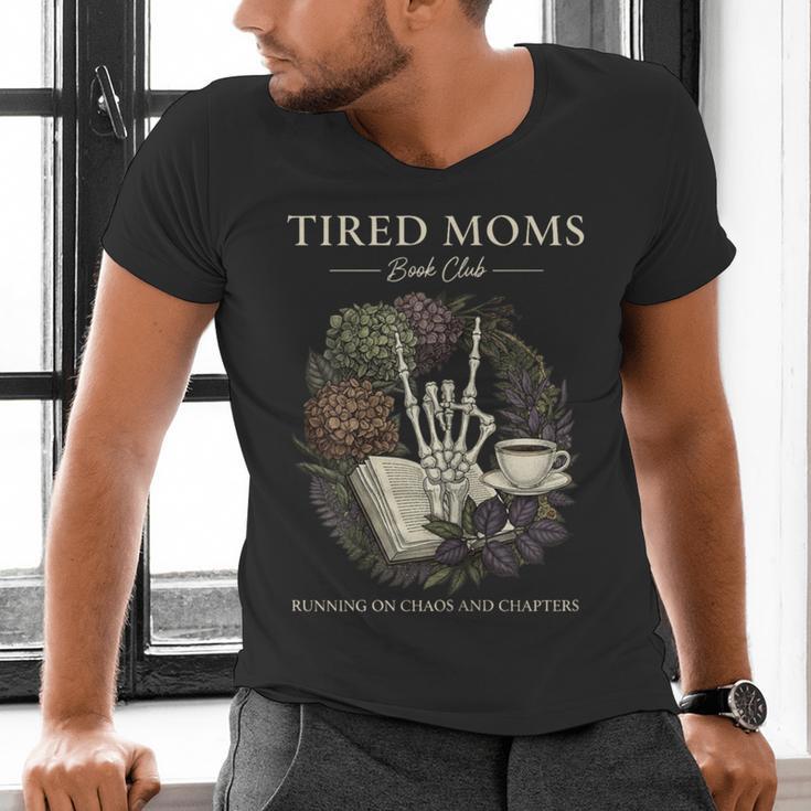 Tired Moms Book Club Dark Floral Coffee Skeleton Men's V-Neck T-Shirt Tired Moms Book Club Dark Floral Coffee Skeleton Men's V-Neck T-Shirt