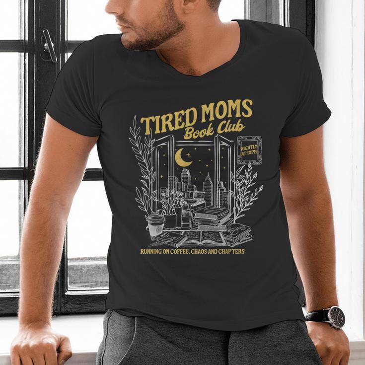 Tired Moms Club Bookish Book Lover Homebody Fall Book Club Men's V-Neck T-Shirt