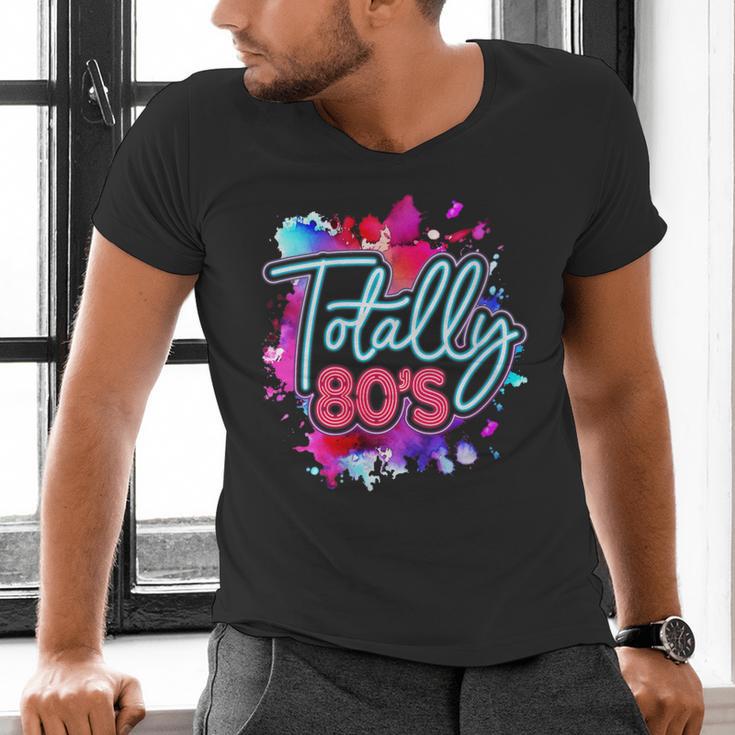 Totally 80's Colorful Retro 1980s Style Nostalgia Vibe Men's V-Neck T-Shirt