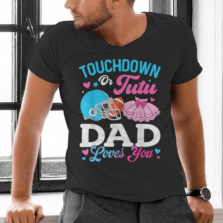 Touchdown Or Tutu Dad Loves You Gender Reveal Family Men's V-Neck T-Shirt