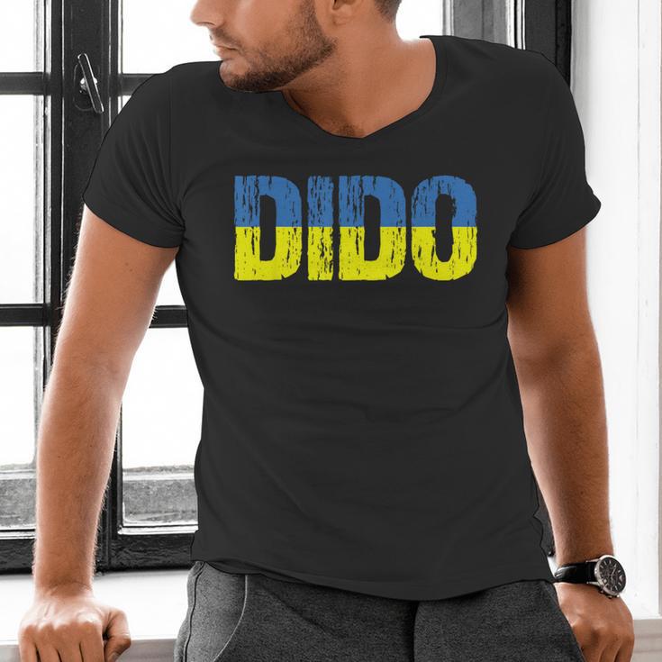 Ukrainian Dido Grandfather Dad Ukraine Flag Distressed Men's V-Neck T-Shirt Ukrainian Dido Grandfather Dad Ukraine Flag Distressed Men's V-Neck T-Shirt
