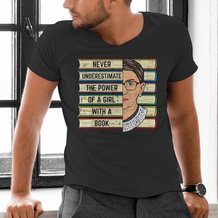 Never Underestimate Girl Read Book Reading Librarian Women Men's V-Neck T-Shirt