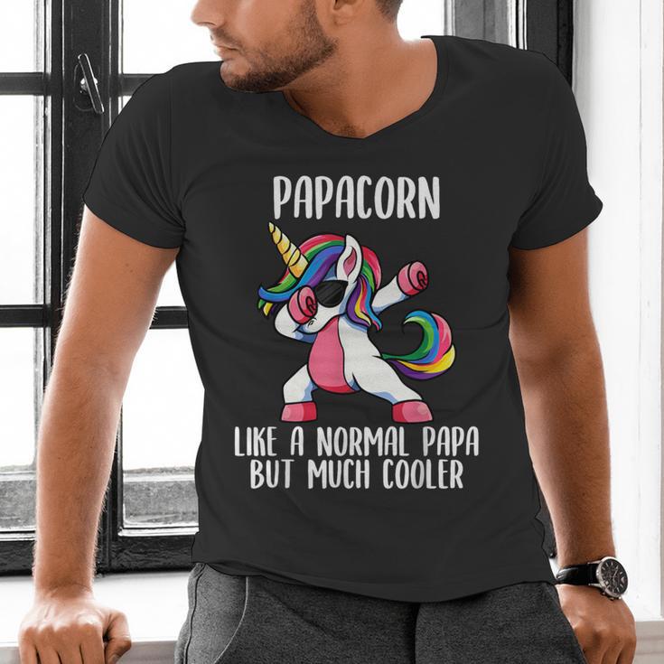 Unicorn Dad Girl Birthday Party Clothing Papacorn Men's V-Neck T-Shirt