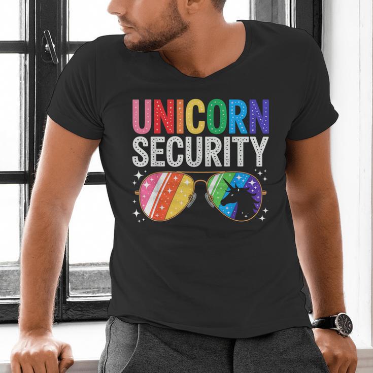 Unicorn Security Birthday Family Halloween Costume Mom Dad Men's V-Neck T-Shirt