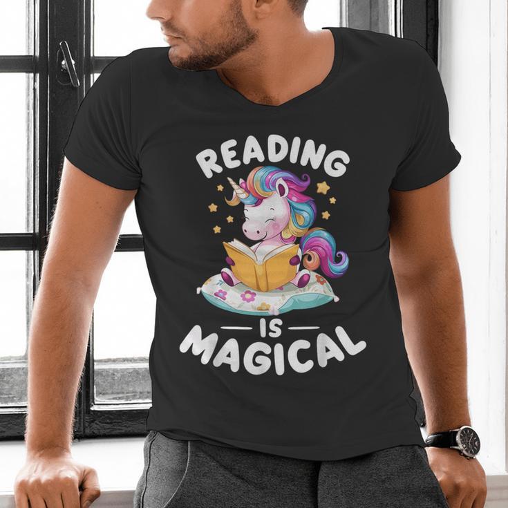 Unicorn Teacher Reading Is Magical Book Men's V-Neck T-Shirt