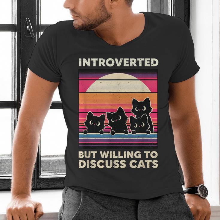 Unique Art For Introverted Cat Fans -Adults Cat Humorous Introvert Small Men's V-Neck T-Shirt
