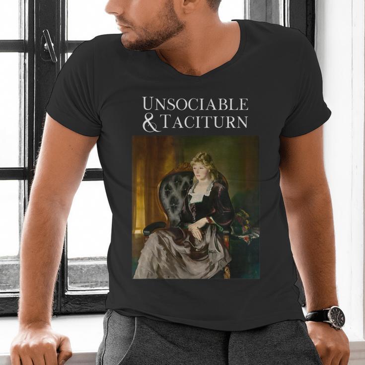 Unsociable And Taciturn Jane Austin Quote Book Classic Lit Men's V-Neck T-Shirt Unsociable And Taciturn Jane Austin Quote Book Classic Lit Men's V-Neck T-Shirt