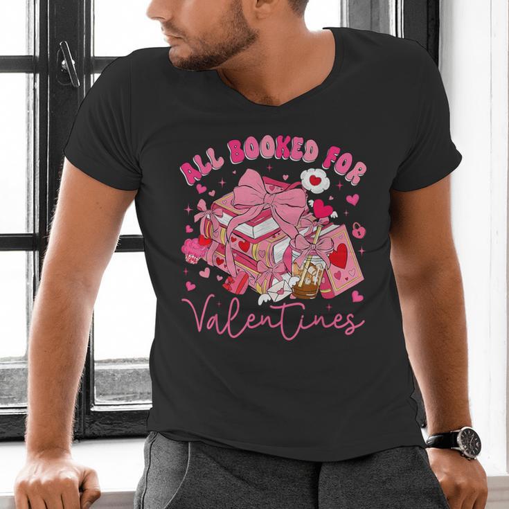 Valentine All Booked Book Coffee Coquette Bow Girl Women Men's V-Neck T-Shirt