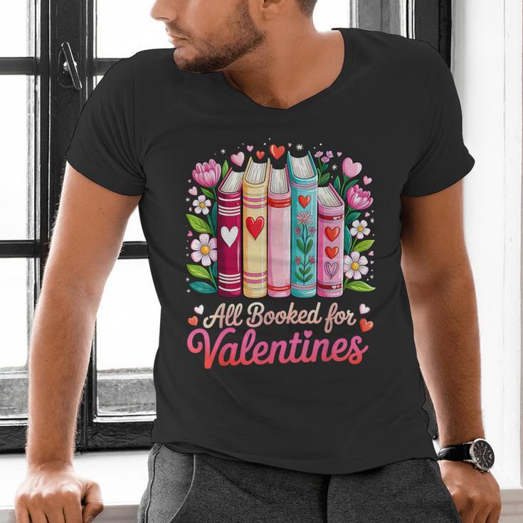 Valentine All Booked For Valentine Book Lovers Teacher Kid Men's V-Neck T-Shirt