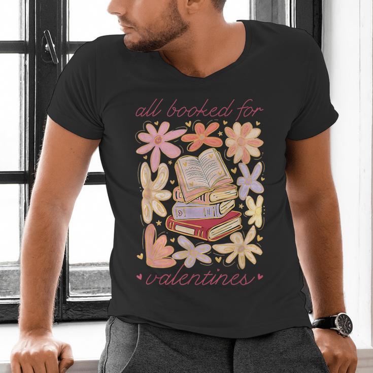 Valentine All Booked For Valentines Book Lovers Teacher Kids Men's V-Neck T-Shirt