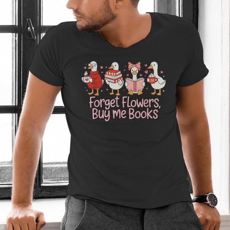 Valentine Cozy Goose Bookish Forget Flowers Buy Me Books Men's V-Neck T-Shirt Valentine Cozy Goose Bookish Forget Flowers Buy Me Books Men's V-Neck T-Shirt