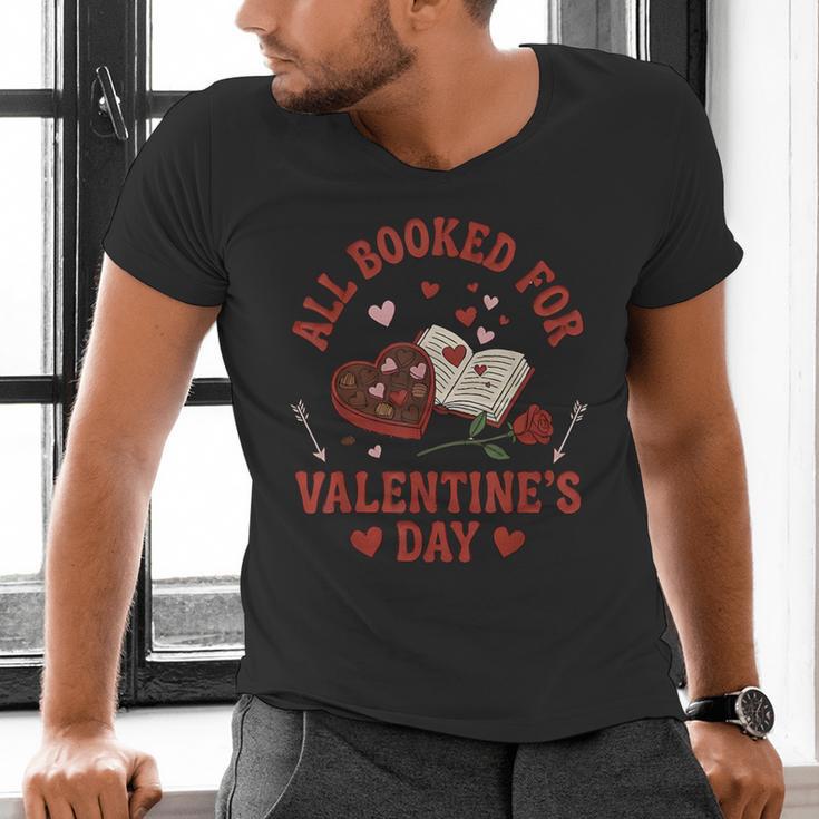 Valentines All Booked For Valentines Book Lover Girl Teacher Men's V-Neck T-Shirt