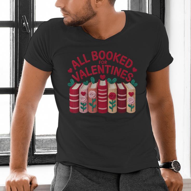 Valentines All Booked For Valentine Book Lover Teacher Men's V-Neck T-Shirt