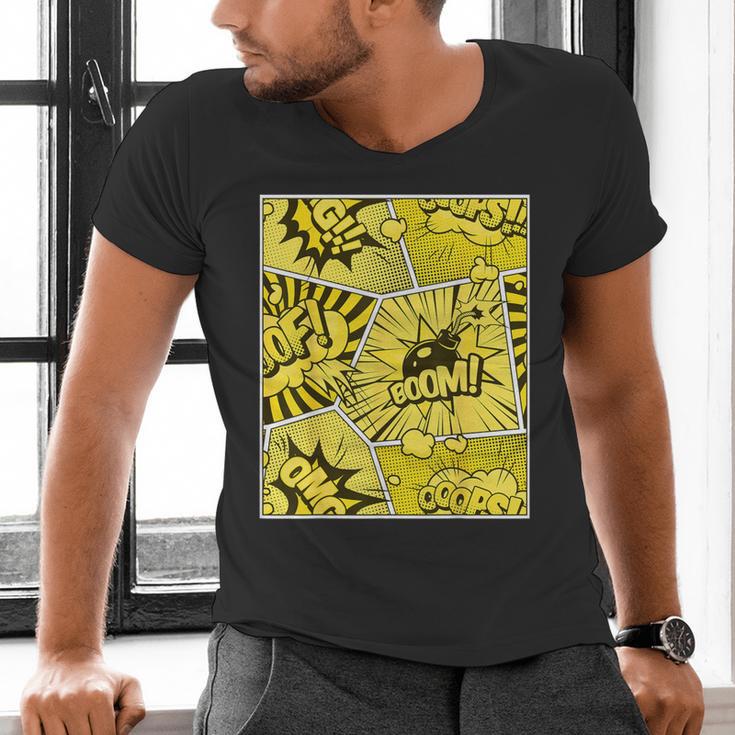 Varsity-Gold Yellow Comic Book University Varsity-Gold Men's V-Neck T-Shirt