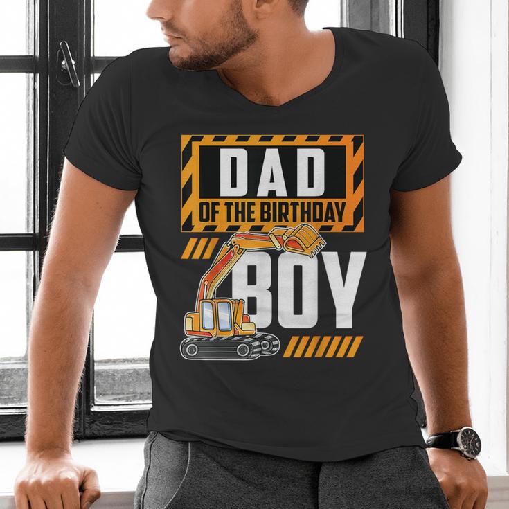 Vehicle Construction Excavator Dad Of The Birthday Boy Small Men's V-Neck T-Shirt