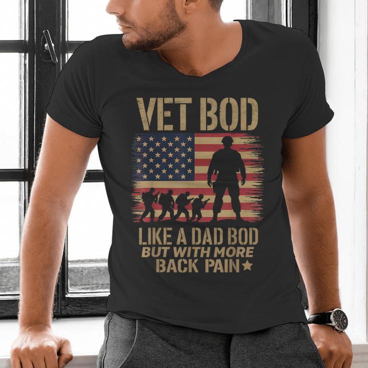 Vet Bod Like Dad Bod But With More Back Pain US Flag Veteran Men's V-Neck T-Shirt