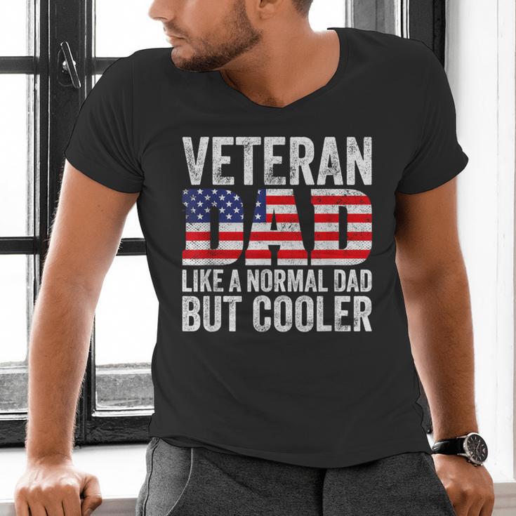 Veteran Dad Like A Normal Dad But Cooler American Flag Men's V-Neck T-Shirt