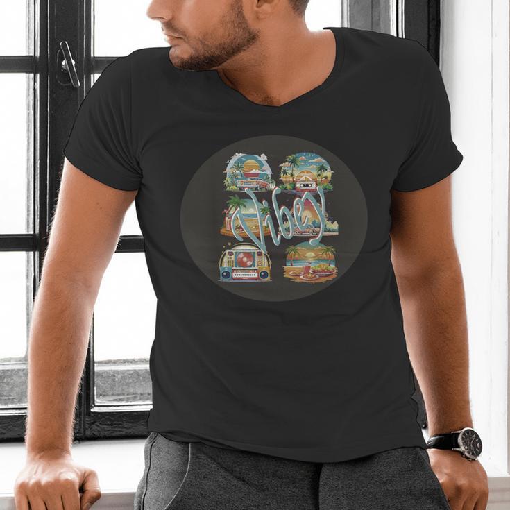 Vibey Nostalgia & Retro Charm Men's V-Neck T-Shirt Vibey Nostalgia & Retro Charm Men's V-Neck T-Shirt