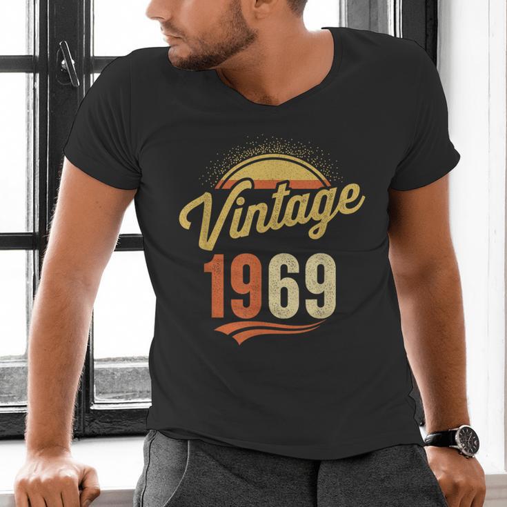 Vintage 1969 Retro Era Badge For Nostalgia Fans Men's V-Neck T-Shirt