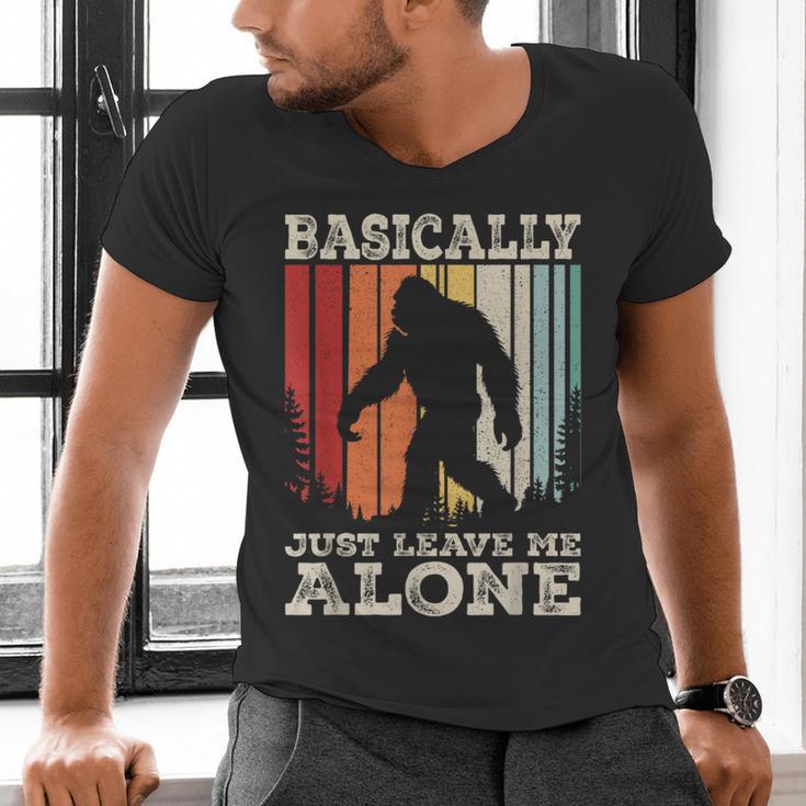 Vintage Basically Just Leave Me Alone Bigfoot Introverts Men's V-Neck T-Shirt