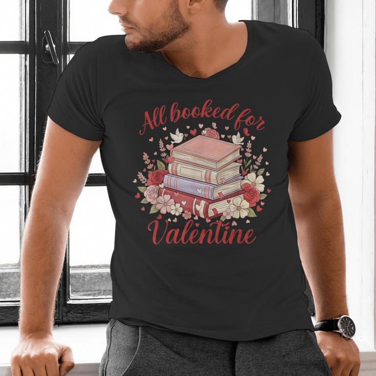 Vintage All Booked For Valentines Book Lovers Teacher Kids Men's V-Neck T-Shirt