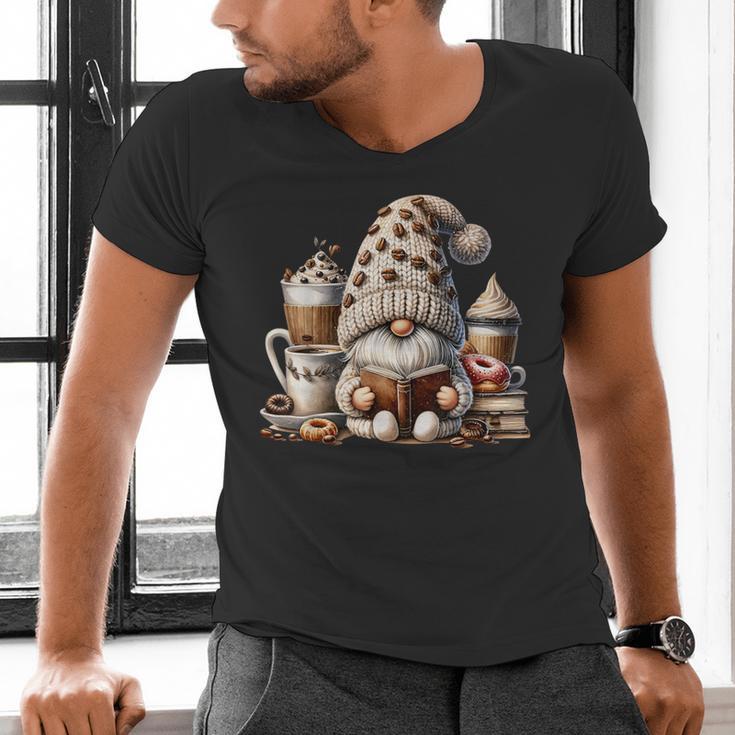 Vintage Cute Gnome Reading Book Coffee Latte Men Women Kids Men's V-Neck T-Shirt Vintage Cute Gnome Reading Book Coffee Latte Men Women Kids Men's V-Neck T-Shirt