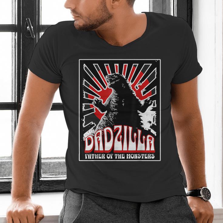Vintage Dadzilla Father Of The Monsters Fathers Day Men's V-Neck T-Shirt